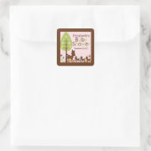 Baby Deer Triplets Multiple Baby Shower Einladung Quadratischer Aufkleber (Tasche)