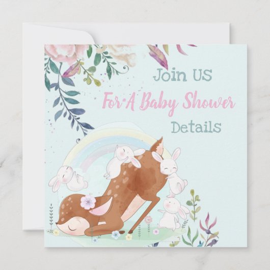 Baby Deer und Bunnies Einladung (Rückseite)