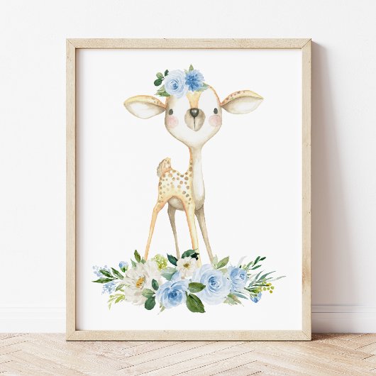 Baby Deer, Waldtiere, Boho, Blume Fotodruck