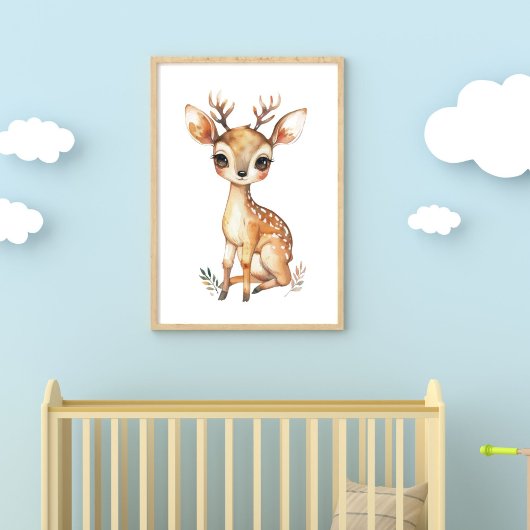 Baby Deer Watercolor Kinderzimmer Print digital Poster