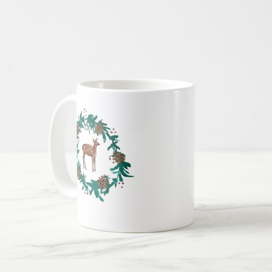 Baby Deer Weihnachtskleider Malerei Kaffeetasse (Vorderseite Links)