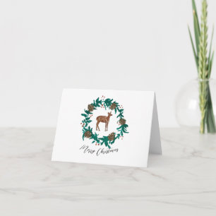 Baby Deer Weihnachtskleider Malerei Karte