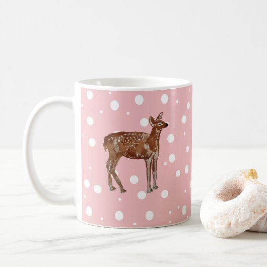 Baby Deer Wilderness Weihnachtsmalerei Kaffeetasse (Mit Donut)