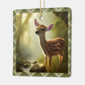 Baby Deer Wildlife Portrait Personalisiert Keramikornament (Links)