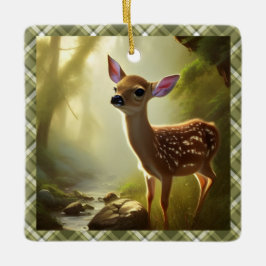 Baby Deer Wildlife Portrait Personalisiert Keramikornament
