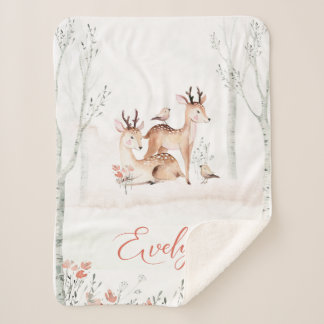 Baby Deer Woodland Blanket | 30 x 40 Sherpa Sherpadecke