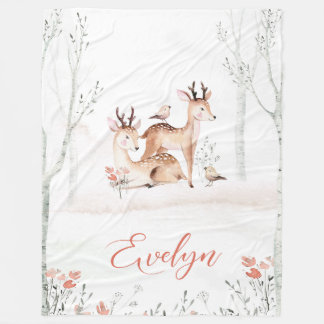 Baby Deer Woodland Blanket | 60 x 80 Fleecen Fleecedecke