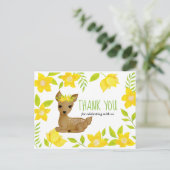 Baby Deer Yellow Florals | Babydusche Vielen Dank Postkarte (Stehend Vorderseite)