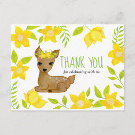 Baby Deer Yellow Florals | Babydusche Vielen Dank Postkarte
