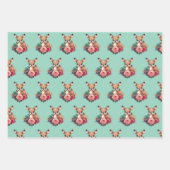 Baby Deh mit Rose und Grünblättern Geschenkpapier Set (Vorderseite)