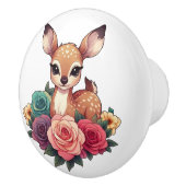 Baby Deh mit Rose und Grünblättern Keramikknauf (Rechts)