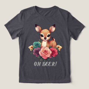Baby Deh mit Rose und Grünblättern Tri-Blend Shirt