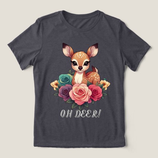Baby Deh mit Rose und Grünblättern Tri-Blend Shirt (Design Vorderseite)