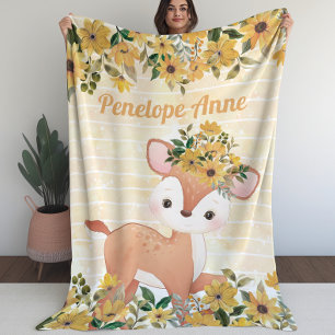 Baby Deh mit Sonnenblumen Fleece Blanket mit Namen