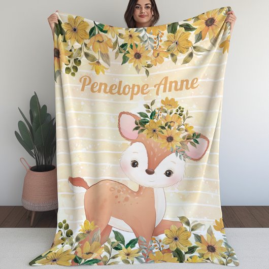 Baby Deh mit Sonnenblumen Fleece Blanket mit Namen
