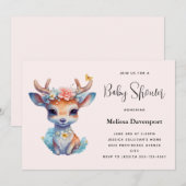 Baby Dei mit Antlers and Blume Babydusche Einladung (Vorne/Hinten)