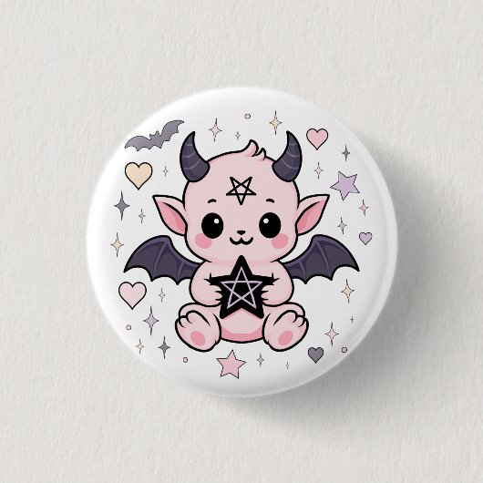 Baby Devil - Kawaii Pastel Goth Demon Button (Vorderseite)