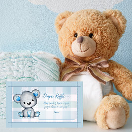 Baby Diaper Raffle Niedlich Bear Boy Kariert Dusch Begleitkarte