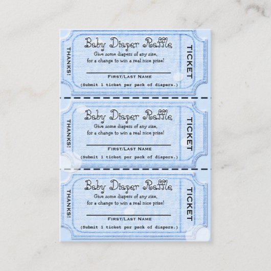 Baby Diaper Raffles Tickets Blue Begleitkarte (Vorderseite)