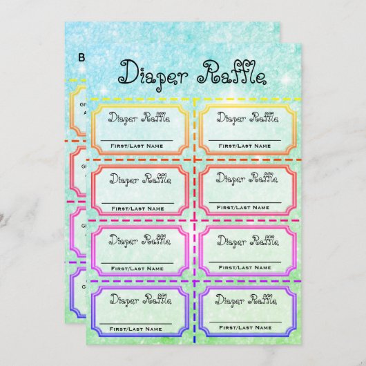 Baby Diaper Raffles Tickets Einladung (Vorne/Hinten)