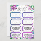 Baby Diaper Raffles Tickets Floral Einladung (Rückseite)