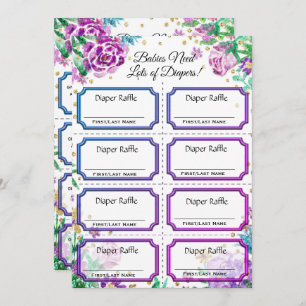 Baby Diaper Raffles Tickets Floral Einladung