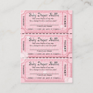 Baby Diaper Raffles Tickets Rosa Begleitkarte