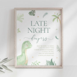 Baby Dino Baby Dusche Spate Night Diapers signiere Poster