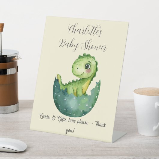Baby Dino Baby Duschgeschenk abziehen Sockelschild (In SItu)