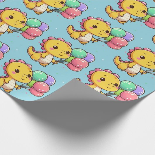 Baby Dino Birthday Gift Wrap Geschenkpapier (Ecke)