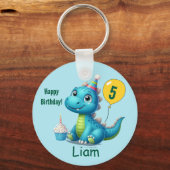 Baby Dino Birthday Photo Keychain! Schlüsselanhänger (Rückseite)