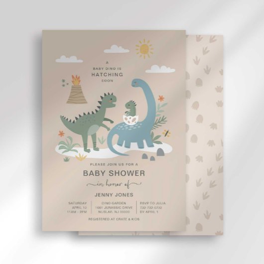 Baby Dino Hatching Bald Baby Dusche Einladung