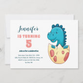 Baby Dino Hatching Ei Niedlich Kids Dinosaur Gebur Einladung (Vorderseite)