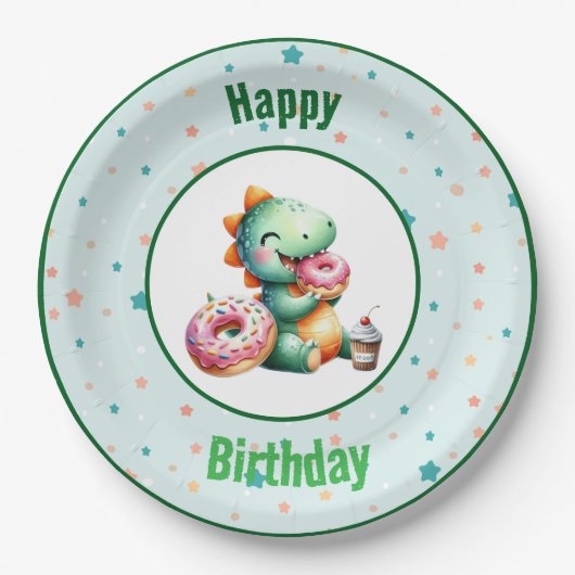 Baby Dino Party Plates Pappteller (Vorderseite)