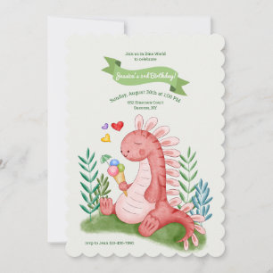 Baby Dino Pink Einladung