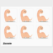 Baby Dino Quadratischer Aufkleber (Blatt)