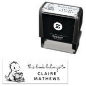 Baby Dino Reader Ex Libris Custom Briefmarke Permastempel (Beispiel)