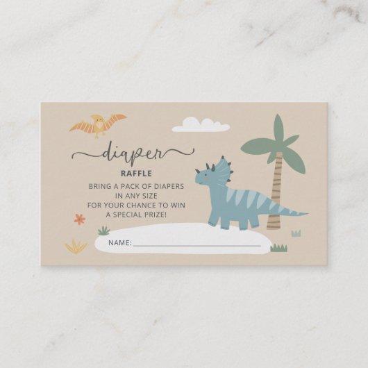 Baby Dino Schläge Bald Windeln Raffekarte Begleitkarte (Vorderseite)