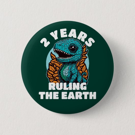 Baby Dinosaur 2 Jahre alt Geburtstag Button (Vorderseite)