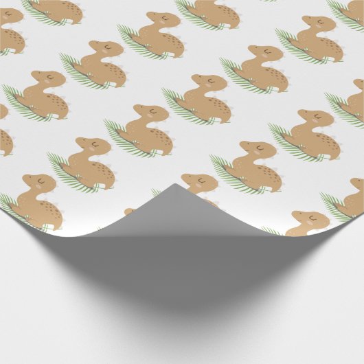 Baby Dinosaur am Leaf Geschenkpapier (Ecke)