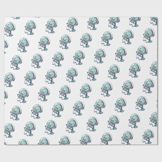 Baby Dinosaur Astronaut Geschenkpapier (Flach)