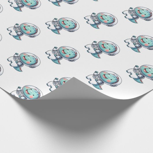 Baby Dinosaur Astronaut Geschenkpapier (Ecke)