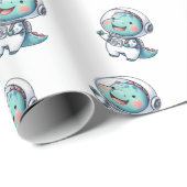 Baby Dinosaur Astronaut Geschenkpapier (Rolleneckpunkt)