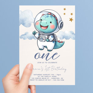 Baby-Dinosaur-Astronaut-Junge 1. Geburtstag Einladung