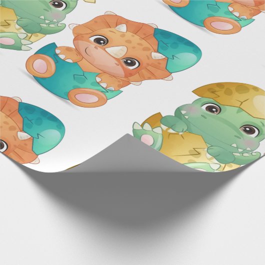 Baby dinosaur baby shower geschenkpapier (Ecke)
