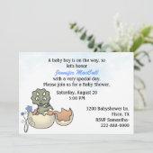 Baby Dinosaur Babydusche Einladung (Stehend Vorderseite)