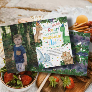 Baby Dinosaur Geburtstagsparty | Stomp Chomp Roar Einladung