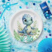 Baby Dinosaur Green und Blue Pappteller (Party)