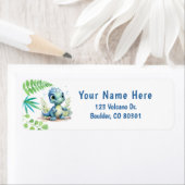 Baby Dinosaur Green und Blue Return Address Label (Insitu)
