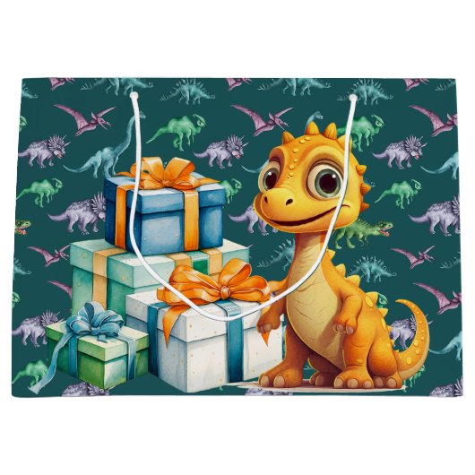 Baby Dinosaur Große Geschenktüte (Vorderseite)